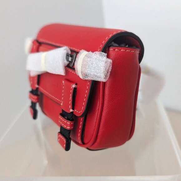 COACH Micro Track Bag Charm Key Fob Gunmetal Miami Red Carabiner Clip C9981 - Picture 4 of 10